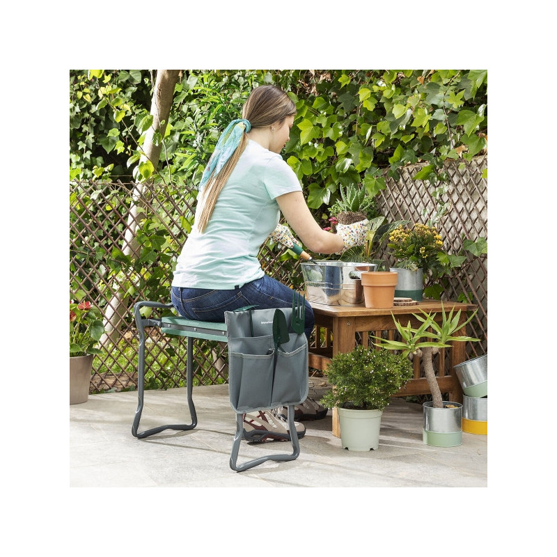 SCAUN DE GRĂDINĂRIT PLIABIL 3-ÎN-1 CU SAC PENTRU UNELTE SITUL INNOVAGOODS SCAUN DE GRĂDINĂRIT PLIABIL 3-ÎN-1 CU SAC PENTRU UNELTE SITUL INNOVAGOODS