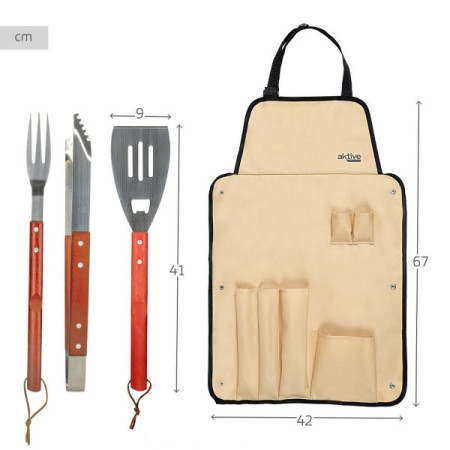 SET DE USTENSILE PENTRU GRĂTAR AKTIVE 7 PIESE GRĂTARE OȚEL INOXIDABIL 42 X 67 X 3 CM (4 UNITĂȚI)