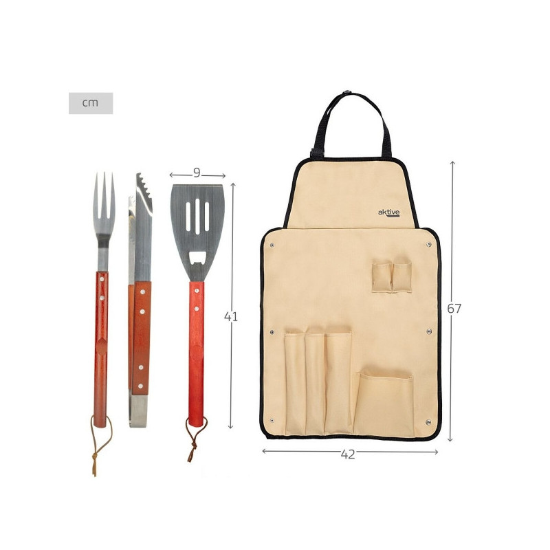 SET DE USTENSILE PENTRU GRĂTAR AKTIVE 7 PIESE GRĂTARE OȚEL INOXIDABIL 42 X 67 X 3 CM (4 UNITĂȚI) SET DE USTENSILE PENTRU GRĂTAR AKTIVE 7 PIESE GRĂTARE OȚEL INOXIDABIL 42 X 67 X 3 CM (4 UNITĂȚI)
