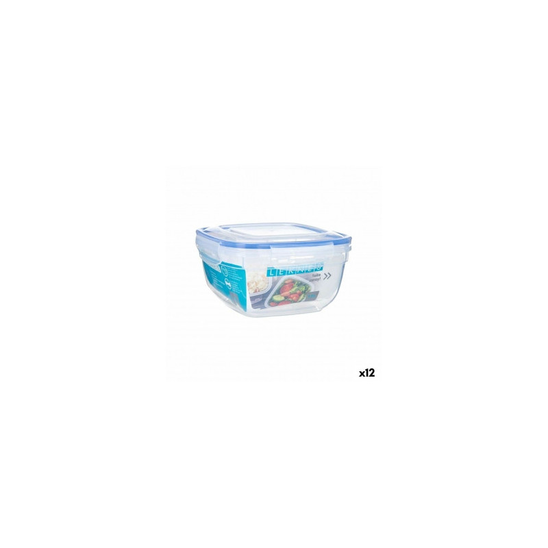 Cutie pentru prânz ermetică Pătrat Transparent polipropilenă 1,5 L 17 x 10 x 17 cm (12 Unități)