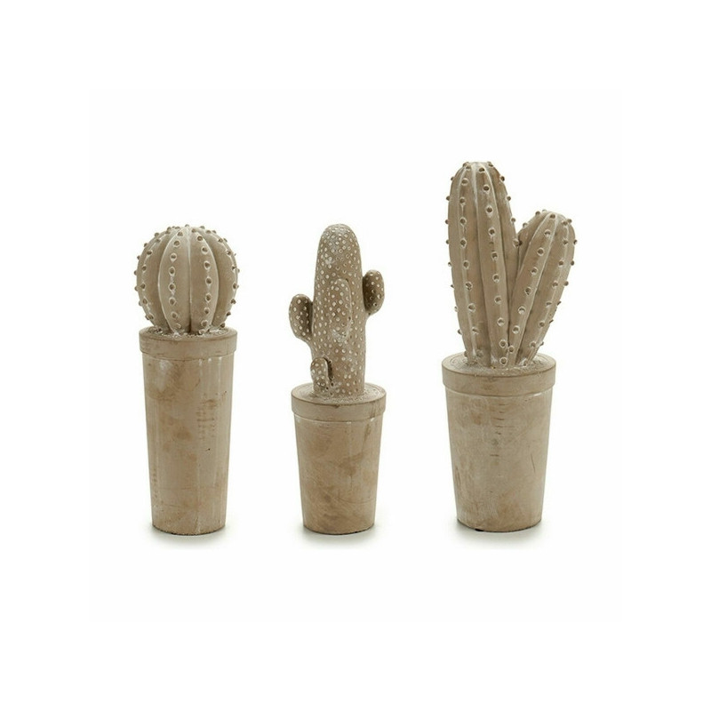 FIGURINĂ DECORATIVĂ DE GRĂDINĂ CACTUS PIATRĂ 13 X 38 X 13 CM (3 UNITĂȚI)